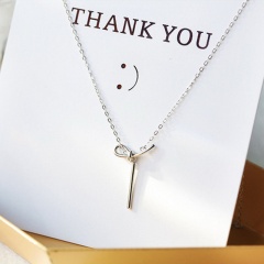 Fashion Newest Elegant 925 Silver Necklace For Women Clavicle Chain Bow Pendant Necklace Jewelry Silver