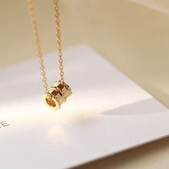 Fashion Round Dangle Pendant Necklace Small Waist Rhinestone Gold  Necklace Clavicle Chain Necklace Jewelry Gold