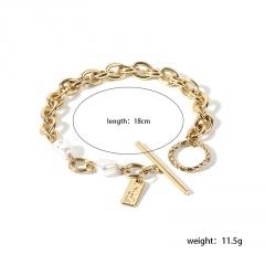 Pearl alloy bracelet Golden