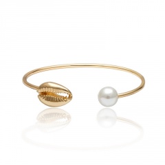 Shell pearl open bracelet Golden