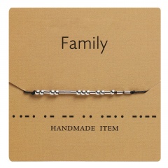 Morse code alphanumeric hand woven adjustable paper card bracelet Family