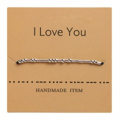 Morse code alphanumeric hand woven adjustable paper card bracelet I LOVE YOU