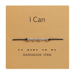 Morse code alphanumeric hand woven adjustable paper card bracelet I CAN