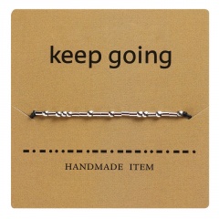 Morse code alphanumeric hand woven adjustable paper card bracelet Keep going