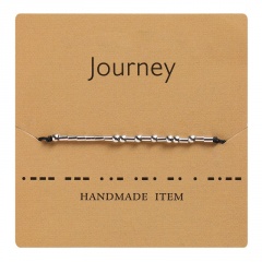 Morse code alphanumeric hand woven adjustable paper card bracelet Journey