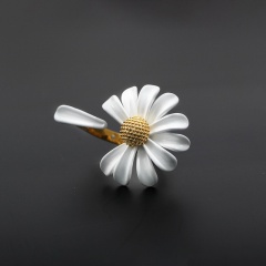 Small Daisy paint open adjustable ring gold