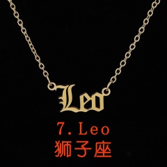 Vintage English letter 12 constellation necklace Leo