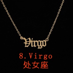 Vintage English letter 12 constellation necklace Virgo