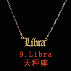 Vintage English letter 12 constellation necklace Libra