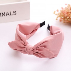6 Colors Small Bowknot wide Headband Hair Accessories For Women's Fashion Jewelry Gift Pink