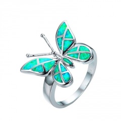 New Fashion Korean Colorful Wings Rings Vintage Animal Butterfly Finger Rings Green