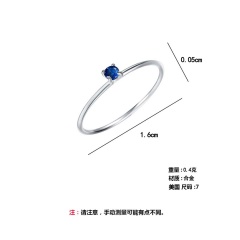 Ultra fine and simple diamond set zircon sapphire ring RI20Y0026