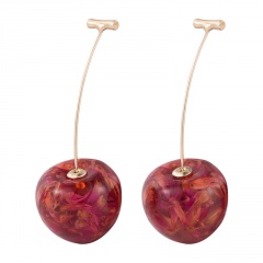 2020 Fashion Cute Red Cherries Fruit Earrings Japan Chic Cherry Dry Flower Long Dangle Drop Earring 2*5cm Red Cherry-3