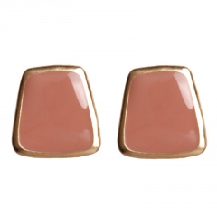 3 Colors Fashion Simple Painting Oil Enamel Earrings Alloy Gold Stud Earring Jewelry Gift Pink
