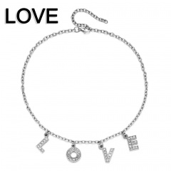 Letter Flash Rhinestone Clavicle Chain Necklace Card Choker Necklace Jewelry LOVE