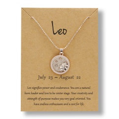 Fashion Rose Gold Charm Necklace Daytime Twelve Constellation Paper Card Alloy Pendant Necklace Jewelry Leo