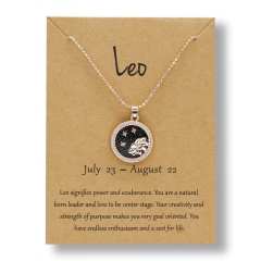 Fashion Rose Gold Charm Necklace Black Night Twelve Constellation Paper Card Alloy Necklace Leo