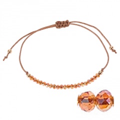 Bohemian Colorful Crystal Beads Bracelet Ethnic Adjustable Rope Bracelets for Women Girls Friendship Bracelet Charm Jewelry Gift brown-2