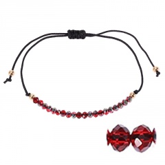 Bohemian Colorful Crystal Beads Bracelet Ethnic Adjustable Rope Bracelets for Women Girls Friendship Bracelet Charm Jewelry Gift red