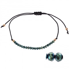Bohemian Colorful Crystal Beads Bracelet Ethnic Adjustable Rope Bracelets for Women Girls Friendship Bracelet Charm Jewelry Gift light green