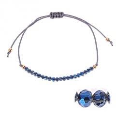 Bohemian Colorful Crystal Beads Bracelet Ethnic Adjustable Rope Bracelets for Women Girls Friendship Bracelet Charm Jewelry Gift navy blue