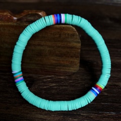 Bohemian Style Colorful Soft Clay Beads Beach Elastic Bracelet Blue