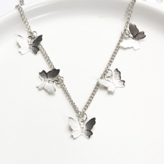 Simple Alloy Butterfly Pendant Necklace Jewelry Gift 5pcs silver