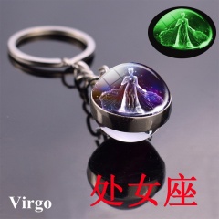 Zodiac luminous double-sided glass ball key chain Virgo