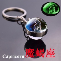 Zodiac luminous double-sided glass ball key chain Capricorn