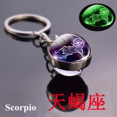 Zodiac luminous double-sided glass ball key chain Scorpio