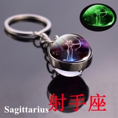 Zodiac luminous double-sided glass ball key chain Sagittarius