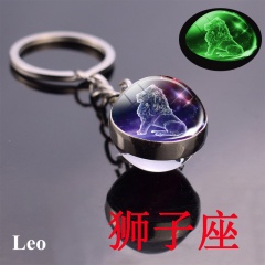Zodiac luminous double-sided glass ball key chain Leo
