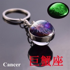 Zodiac luminous double-sided glass ball key chain Cancer