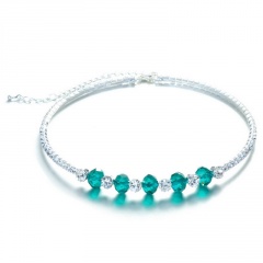 Blue Crystal with Rhinestone Necklace 1 Row Elegant Barid Wedding Necklace Jewelry Blue