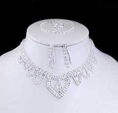 Fashion Rhinestone Necklace Bracelet Ring Earring Set #1