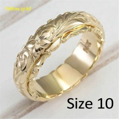 Fashion Golden Rose Gold Wedding Rose Flower Women Ring #10 gold