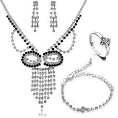 Wholesale Fashion Rhinestone Necklace Bracelet Earring Ring Set #1