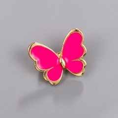 Little Butterfly Painting Oil Brooch Red