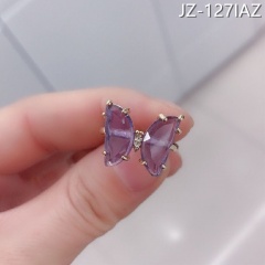 Transparent crystal butterfly ring Purple