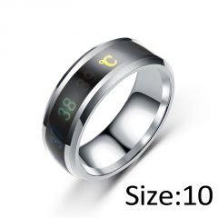 Temperature Ring Titanium Steel Mood Emotion Feeling Intelligent Temperature Sensitive Rings silver 10