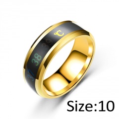 Temperature Ring Titanium Steel Mood Emotion Feeling Intelligent Temperature Sensitive Rings gold 10