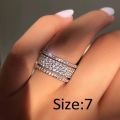 Silver Full Gemstone Statement Rings Jewelry 7