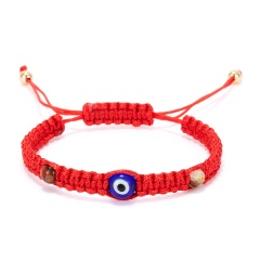 Blue - eyed evil - eyed cord woven adjustable bracelet Red