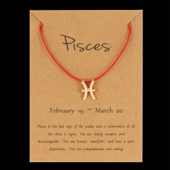 Red Rope Symbol Version Of The 12 Zodiac Braided Paper Card Bracelet Pisces