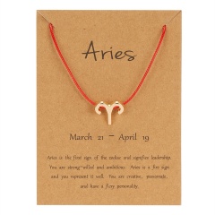 Red Rope Symbol Version Of The 12 Zodiac Braided Paper Card Bracelet Aries