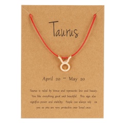 Red Rope Symbol Version Of The 12 Zodiac Braided Paper Card Bracelet Taurus