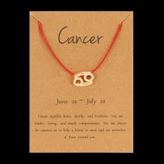 Red Rope Symbol Version Of The 12 Zodiac Braided Paper Card Bracelet Cancer