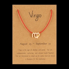 Red Rope Symbol Version Of The 12 Zodiac Braided Paper Card Bracelet Virgo