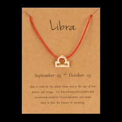 Red Rope Symbol Version Of The 12 Zodiac Braided Paper Card Bracelet Libra