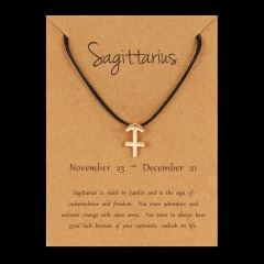 Black Rope Symbol Version Of 12 Constellations Woven Paper Card Bracelet Sagittarius